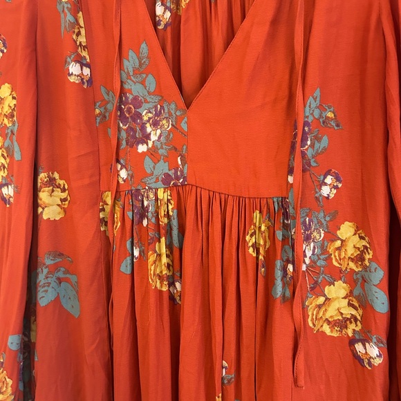 Free People Red Long Sleeve Maxi Dress Medium - Picture 4 of 7